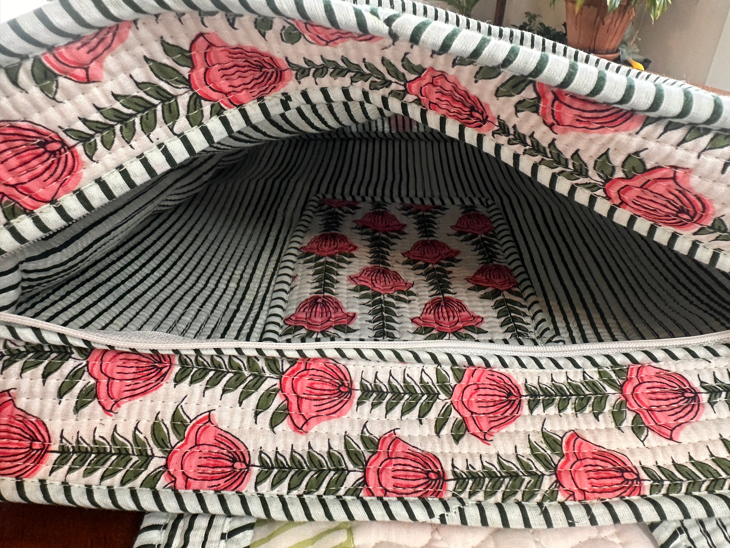 Block print floral Tote